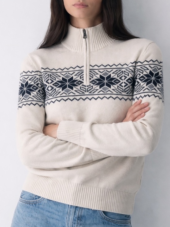 Vintage Weatherproof Nordic Quarter Zip Sweater | Cream | Size M | NWOT - Picture 2 of 12